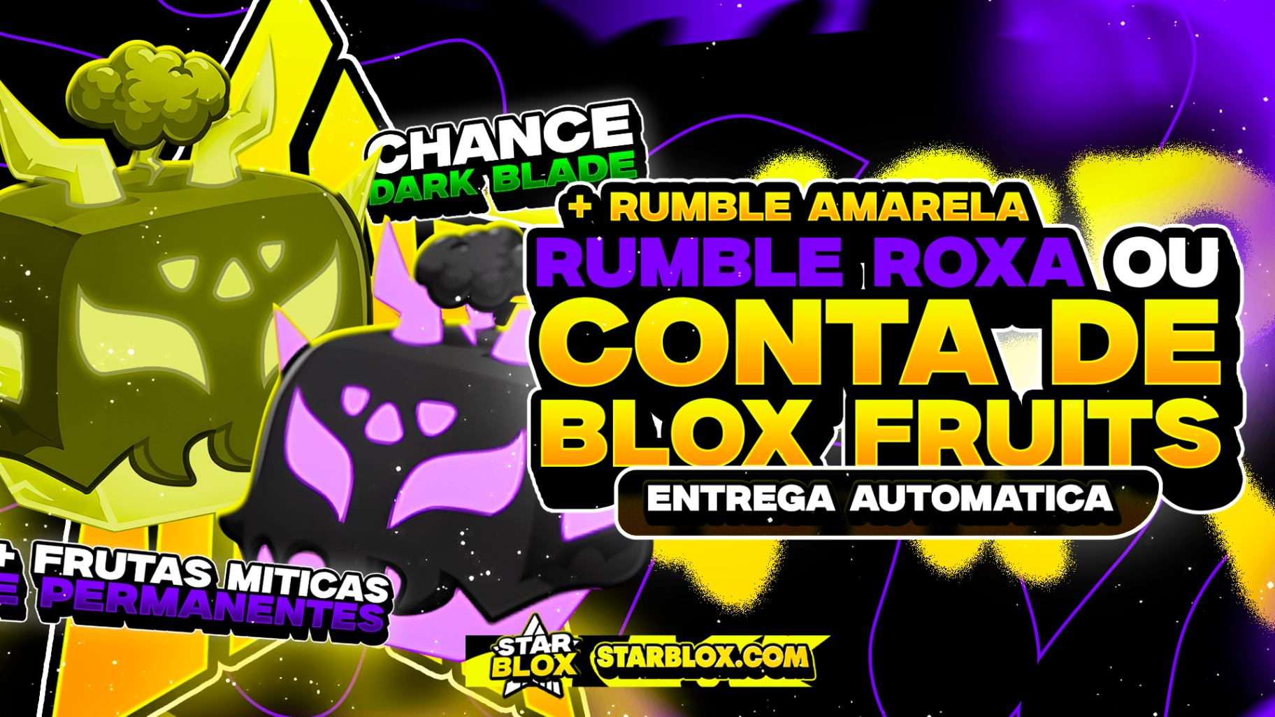 「⛈️」RUMBLE ROXA + AMARELA OU CONTA DE BLOX FRUITS GARANTIDA!!! 🔥